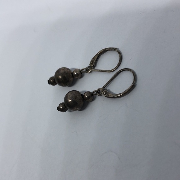 Vintage sterling silver ball shape dangle drop earrings classy timeless elegant - Picture 4 of 5